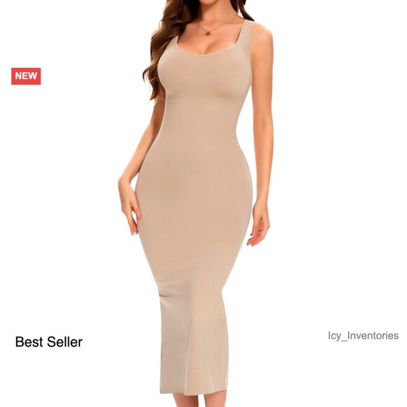 Full Slip Dress Shapewear Tummy Control Elegant Minimal Chic Under Dresses